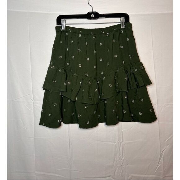 Madewell green ruffled mini skirt size medium - Picture 1 of 4